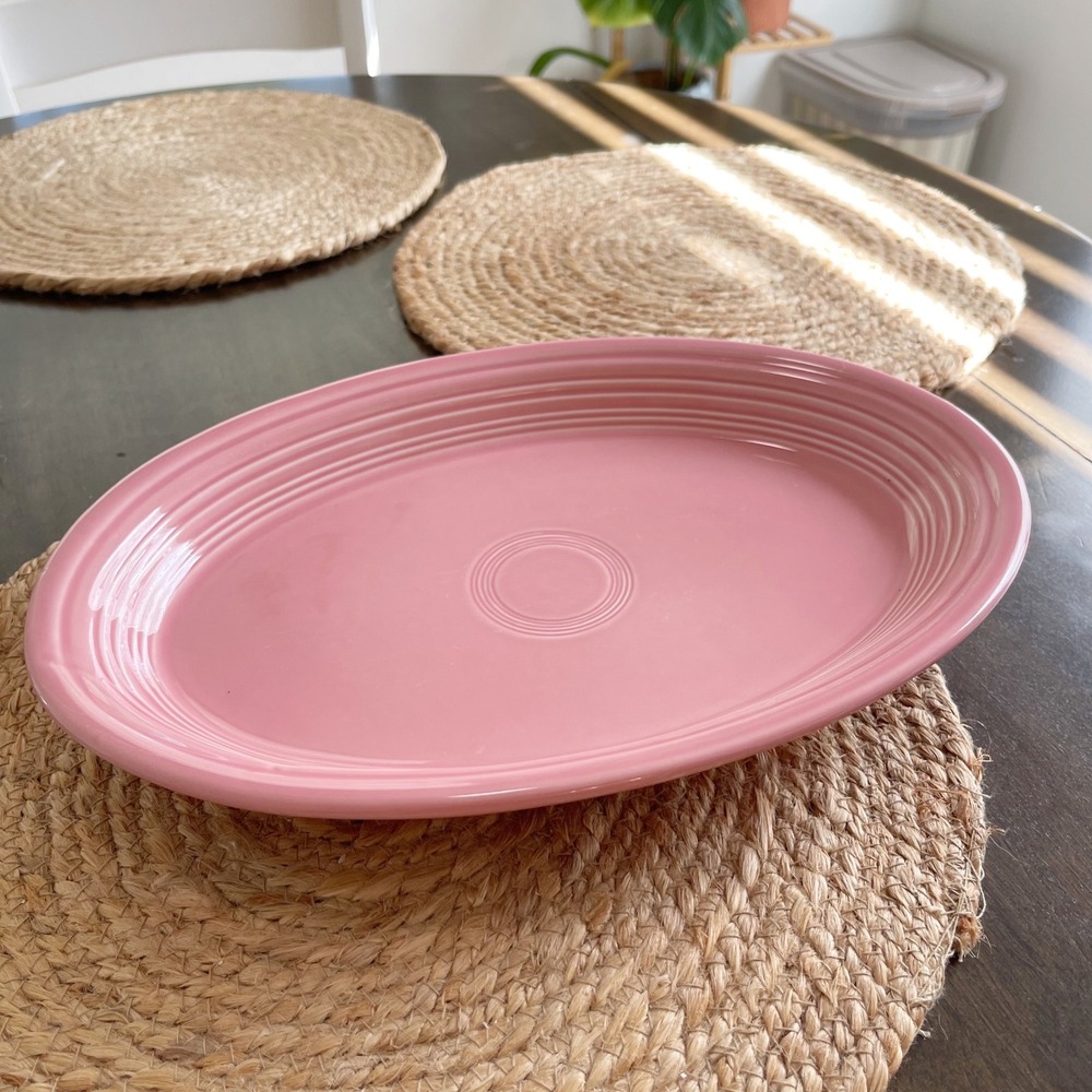 Fiesta Rose Pink Oval Serving Platter Homer Laughlin USA Ceramic 13.5 Inch - Picture 1 of 4
